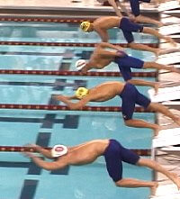 The start of the 50 Free Finals. A VERY close race resulting in a new World Record!