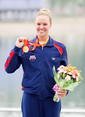 Chloe Sutton after winning 2008 open water test event.