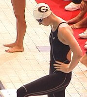 Courtney Shealy, of Athens Buldogs, getting focused before her swim.