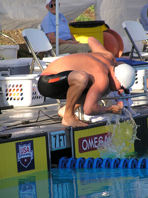 Brendan Hansen getting ready before breaking his own world record in the 100 breast at 2006 USA Swimming Nationals.