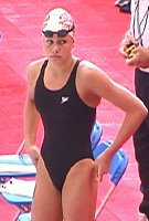 Kaitlin Sandeno, 17, before her 800 swim.