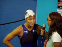 Martina Moravcova intiviewed after winning silver medal in 200 free at World Champs in Barcelona