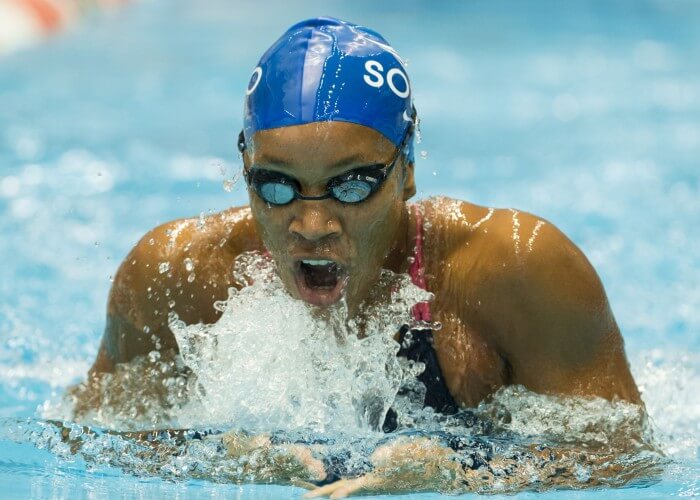 Knoxville, TN - December 7, 2013: Alia Atkinson wins the Women's 200 Breaststroke during the 2013 AT&T Swimming Winter National Championships on December 7, 2013 in Knoxville, Tennessee at the Allan Jones Aquatic Center. Photo By Matthew DeMaria/Tennessee Athletics