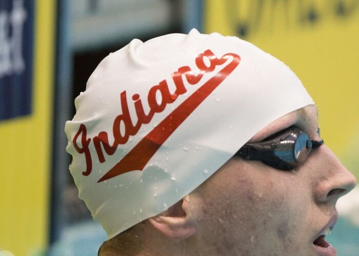 Knoxville, TN - December 7, 2013: Indiana University Swimmer during the 2013 AT&T Swimming Winter National Championships on December 7, 2013 in Knoxville, Tennessee at the Allan Jones Aquatic Center. Photo By Matthew DeMaria/Tennessee Athletics
