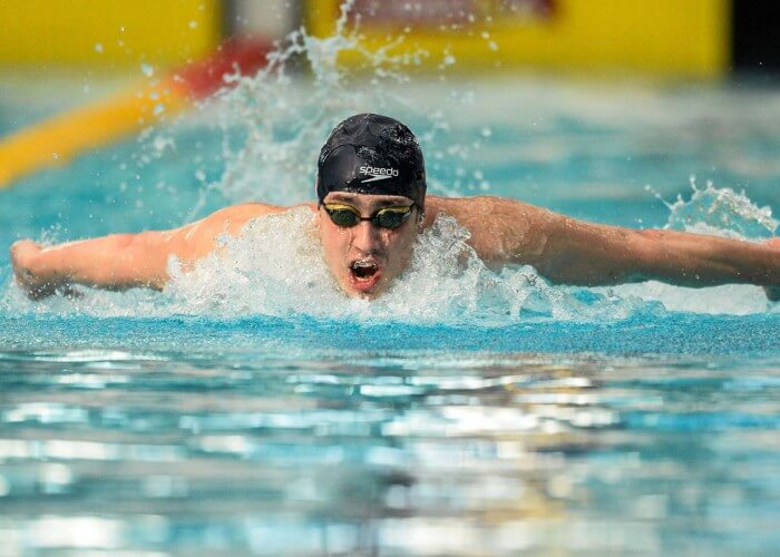 1 May 2015; Alex Lebed, NCSA, on his way to winning the A final of the men's 400m individual medley event, during the 2015 Irish Open Swimming Championships at the National Aquatic Centre, Abbotstown, Dublin. Picture credit: Paul Mohan / SPORTSFILE