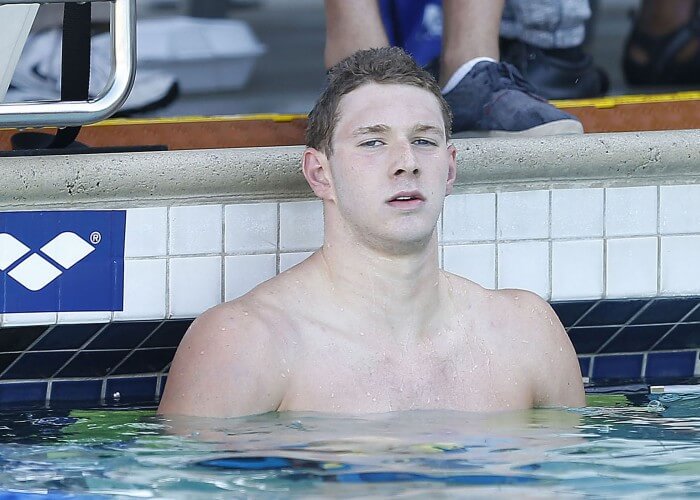 Jun 21, 2015; Santa Clara, CA, USA; Ryan Murphy (USA) won the Men's 200M Backstroke Final in a time of 1:57.06 during the Championship Finals of day four at the George F. Haines International Swim Center. Mandatory Credit: Bob Stanton-USA TODAY Sports