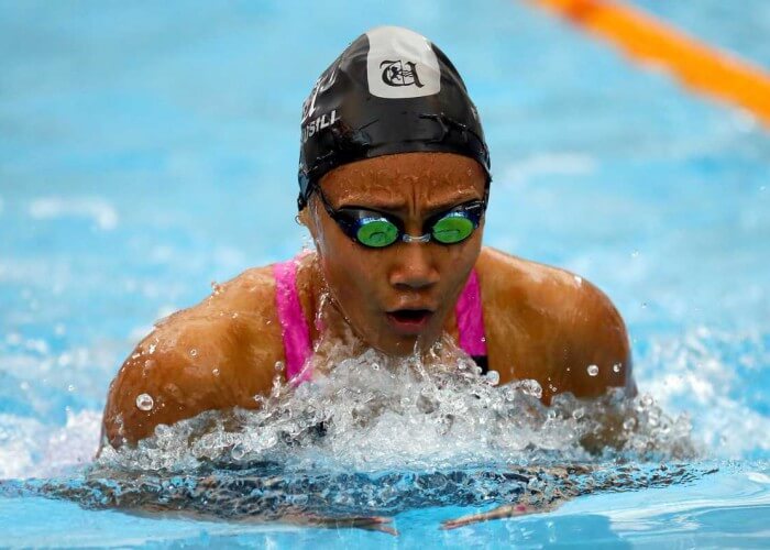Gabrielle Fa'amausili during Session Six of the 2015 New Zealand Short Course Championships, Sir Owen G. Glenn National Aquatic Centre, Auckland, New Zealand, 13 August 2015. Photo: Simon Watts/www.bwmedia.co.nz