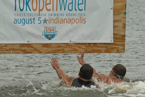 Mark Warkentin touches out Fran Crippen in open water 10K.