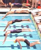 The start of the 200 IM Final. Wilkens, (bottom), and Dolan, jsut above him, were the top two finishers.