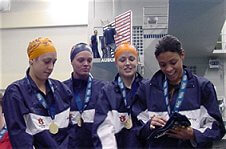 Auburn's Women's 200 Freestyle Relay Finals Team on the Awards Stand - 2003 SEC Championships
