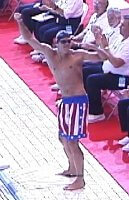 Gary Hall Jr. does his boxing routine before the 100 Free Final.