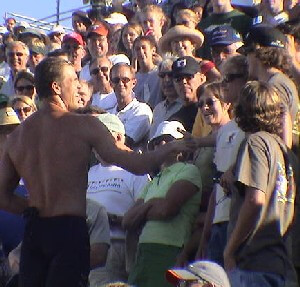 Gary Hall Jr. went into the crowd after his race to thank his family and friends.
(Photo: M. Collins)