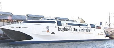 A huge catamaran hosting the Bussiness Club Australia meetings.