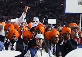 Orange Turbin on the Indian athletes.