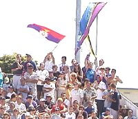 The Yugoslavian fans stood for the entire match to cheer their team to victory in the UPS Cup.