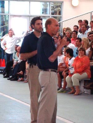 Rowdy Gaines (front) and Rob Butcher (back) at Daytona Beach fundraiser