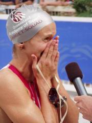 Libby Lenton overcome with emotion having broken 100 free WR 4.31.04
