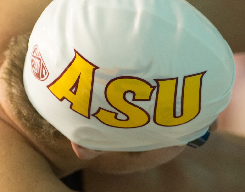 Knoxville, TN - December 7, 2013: Arizona State University Swimmer during the 2013 AT&T Swimming Winter National Championships on December 7, 2013 in Knoxville, Tennessee at the Allan Jones Aquatic Center. Photo By Matthew DeMaria/Tennessee Athletics