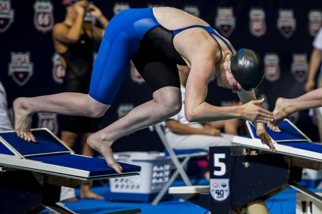 Missy Franklin leaves the blocks in the prelims of the 200 freestyle.