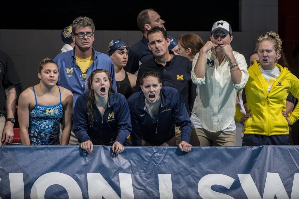 Michigan cheering their swimmers.3d