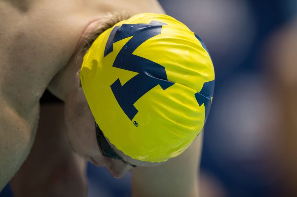 Knoxville, TN - December 7, 2013: University of Michigan Swimmer during the 2013 AT&T Swimming Winter National Championships on December 7, 2013 in Knoxville, Tennessee at the Allan Jones Aquatic Center. Photo By Matthew DeMaria/Tennessee Athletics