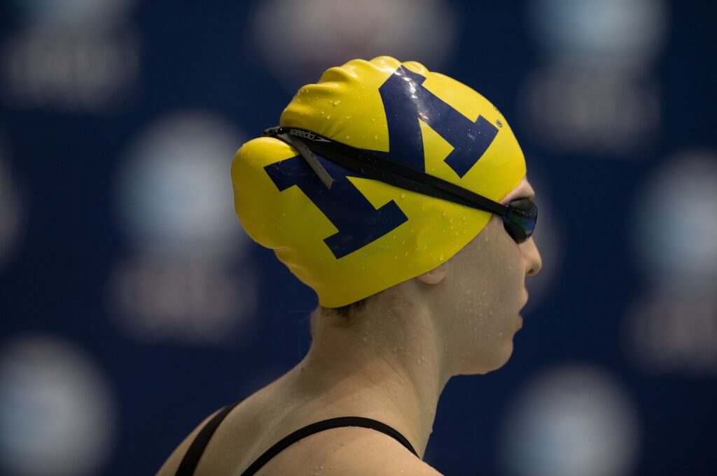 Knoxville, TN - December 7, 2013: University of Michigan Swimmer during the 2013 AT&T Swimming Winter National Championships on December 7, 2013 in Knoxville, Tennessee at the Allan Jones Aquatic Center. Photo By Matthew DeMaria/Tennessee Athletics