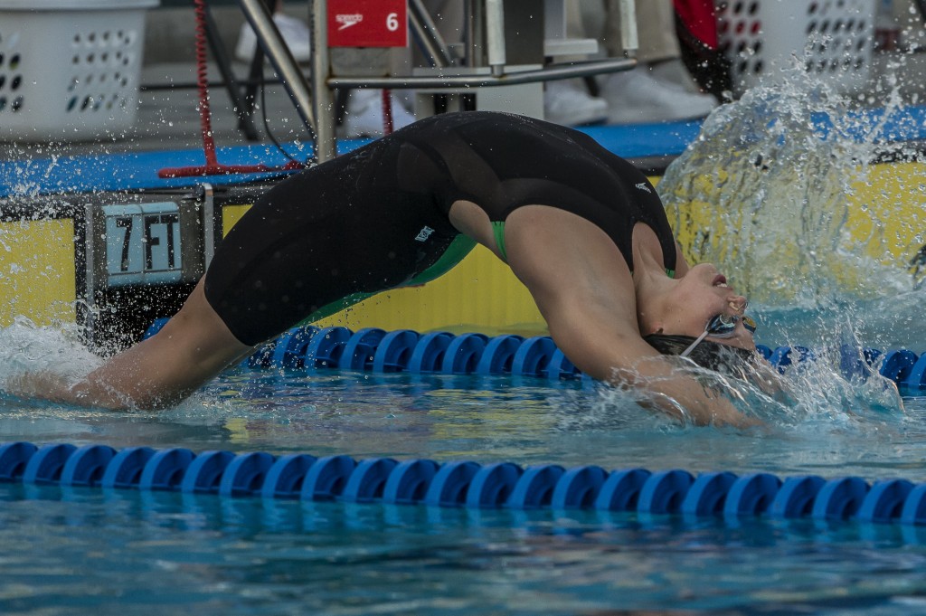 Kylie Stewart wins the 200 backstroke.