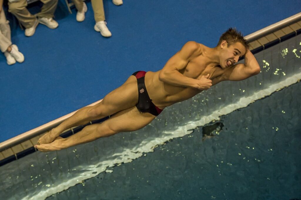 Kristian Ipsen wins the one meter springboard diving competition.