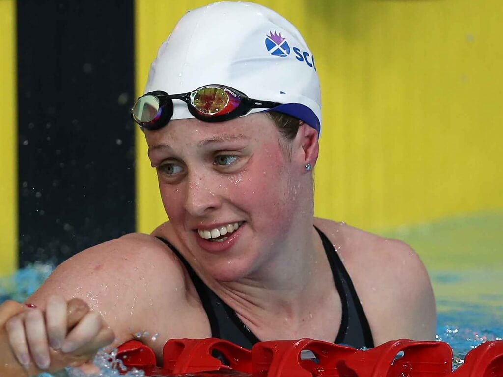 GLASGOW, SCOTLAND - JULY 24: Hannah Miley on her way to a new games record in the Women's 400m IM heats at Tollcross International Swimming Centre on July 24, 2014 in Glasgow, Scotland.(Photo by Ian MacNicol) *** Local Caption ***