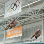 KNOXVILLE, TN - August 5, 2014: Synchro Howell/Kraeger during the 2014 USA Diving Age Group and Junior National Event at Allan Jones Aquatic Center in Knoxville, TN. Photo By Matthew S. DeMaria