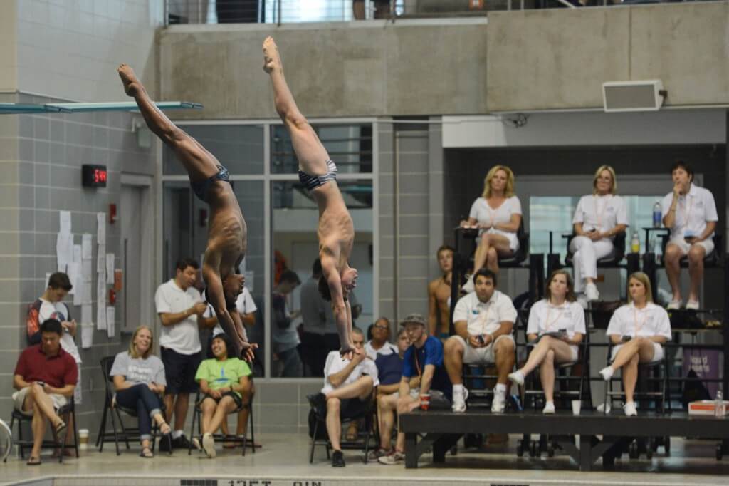 KNOXVILLE, TN - August 5, 2014: Synchro Thatcher/Windle during the 2014 USA Diving Age Group and Junior National Event at Allan Jones Aquatic Center in Knoxville, TN. Photo By Matthew S. DeMaria