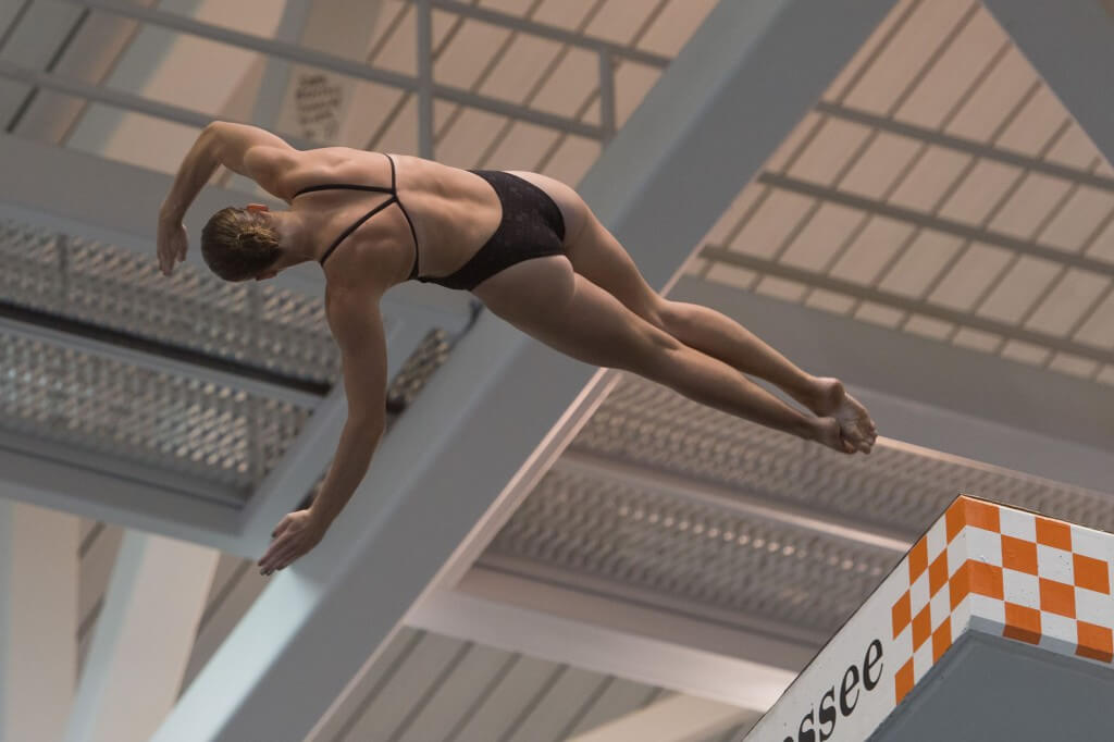 KNOXVILLE, TN - August 16, 2014: Amy Cozad during the 2014 USA Senior Diving National Event at Allan Jones Aquatic Center in Knoxville, TN. Photo By Matthew S. DeMaria