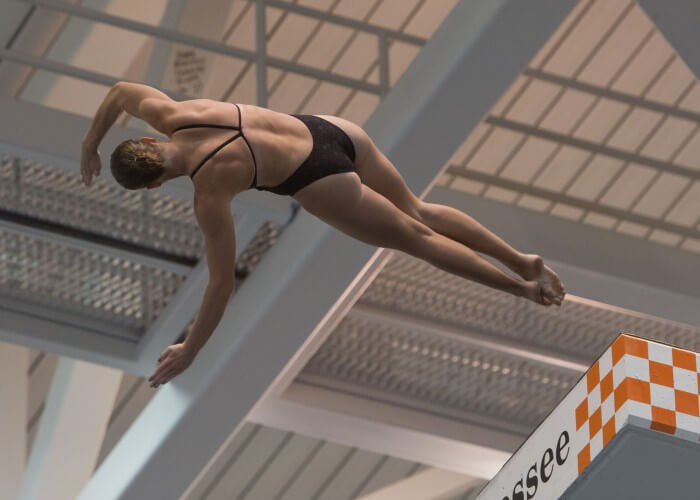 KNOXVILLE, TN - August 16, 2014: Amy Cozad during the 2014 USA Senior Diving National Event at Allan Jones Aquatic Center in Knoxville, TN. Photo By Matthew S. DeMaria