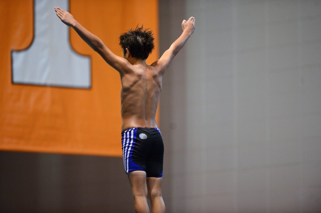 KNOXVILLE, TN - July 31, 2014: An Unknown Diver during the 2014 USA Diving Age Group and Junior National Event at Allan Jones Aquatic Center in Knoxville, TN. Photo By Matthew S. DeMaria