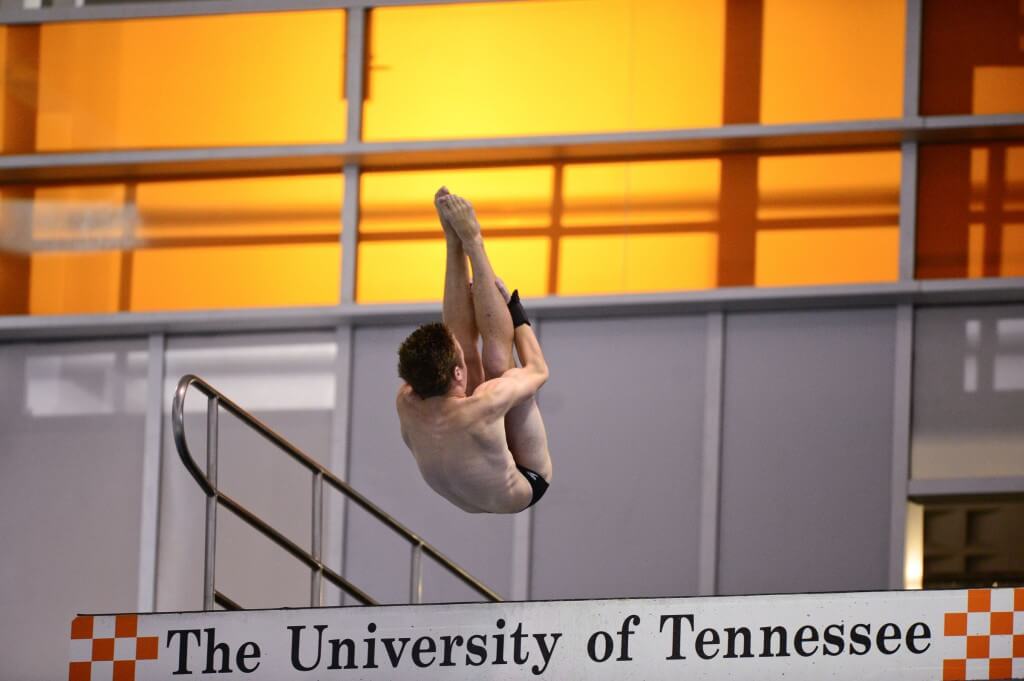 KNOXVILLE, TN - July 31, 2014: Kimble Mahler dives of the Platforms during the 2014 USA Diving Age Group and Junior National Event at Allan Jones Aquatic Center in Knoxville, TN. Photo By Matthew S. DeMaria