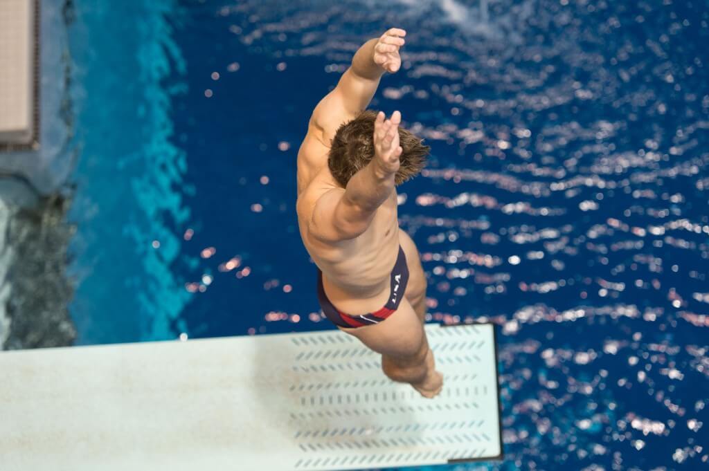 KNOXVILLE, TN - August 16, 2014: Michael Hixon during the 2014 USA Senior Diving National Event at Allan Jones Aquatic Center in Knoxville, TN. Photo By Matthew S. DeMaria