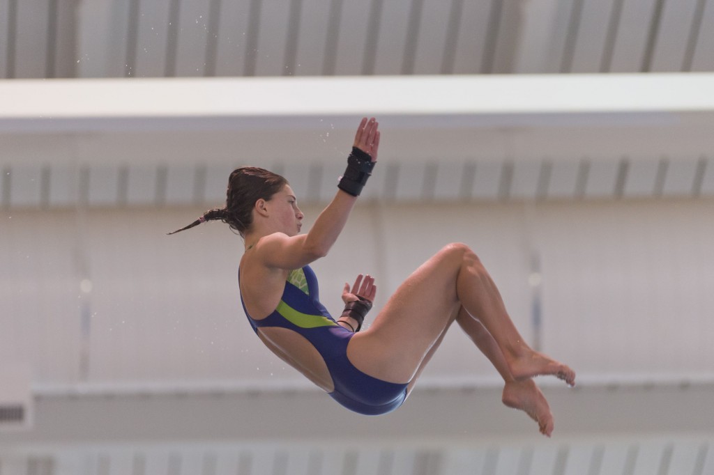 KNOXVILLE, TN - August 16, 2014: Olivia Rosendahl during the 2014 USA Senior Diving National Event at Allan Jones Aquatic Center in Knoxville, TN. Photo By Matthew S. DeMaria
