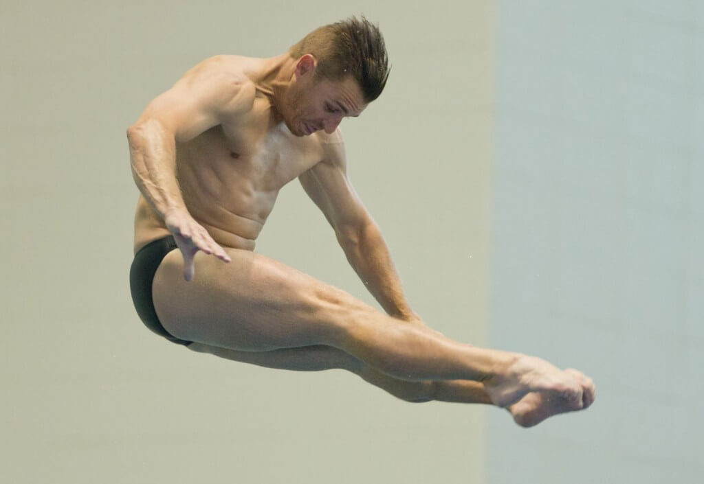 KNOXVILLE, TN - August 16, 2014: Troy Dumais during the 2014 USA Senior Diving National Event at Allan Jones Aquatic Center in Knoxville, TN. Photo By Matthew S. DeMaria