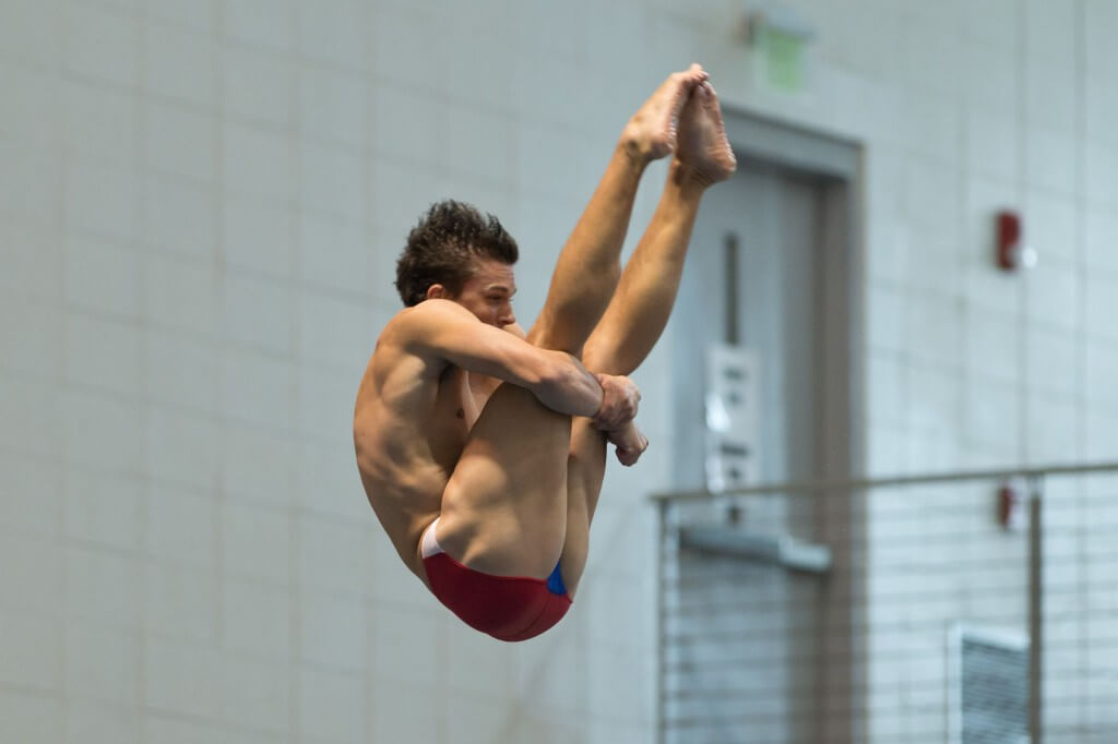 KNOXVILLE, TN - August 16, 2014: Zachary Nees during the 2014 USA Senior Diving National Event at Allan Jones Aquatic Center in Knoxville, TN. Photo By Matthew S. DeMaria