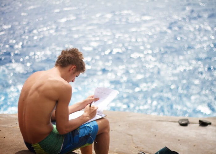 Students Beach Studying