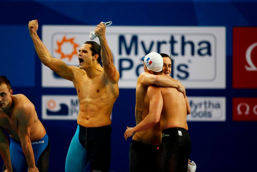France Men's 400 free relay world title in Doha 2014