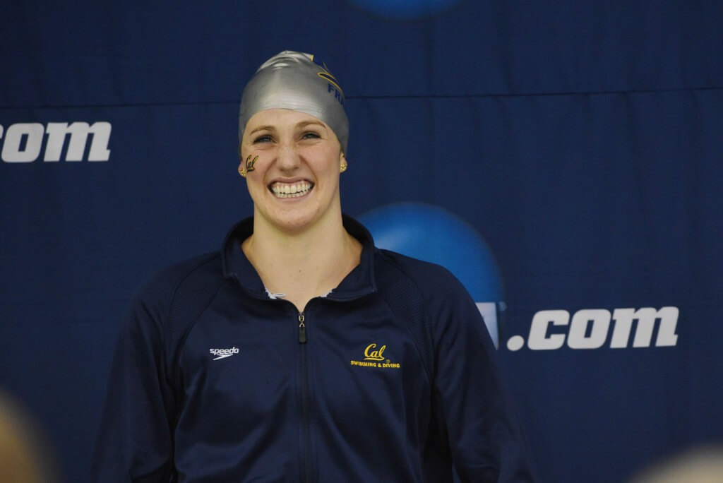 Mar 21, 2015; Greensboro, NC, USA; Missy Franklin after winning the 200 backstroke finals during NCAA Division I Swimming and Diving-Championships at Greensboro Aquatic Center. Mandatory Credit: Evan Pike-USA TODAY Sports