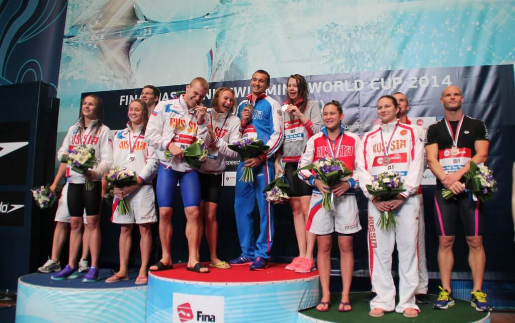Russian swimming team at World Cup 2014