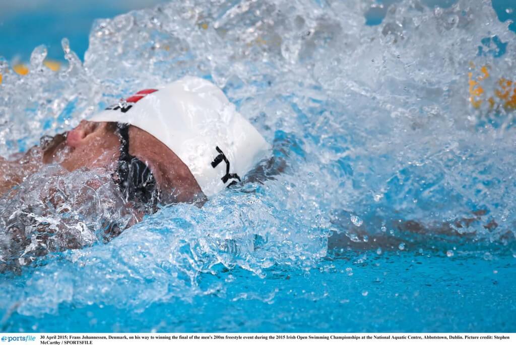 30 April 2015; Frans Johannessen, Denmark, on his way to winning the final of the men's 200m freestyle event during the 2015 Irish Open Swimming Championships at the National Aquatic Centre, Abbotstown, Dublin. Picture credit: Stephen McCarthy / SPORTSFILE