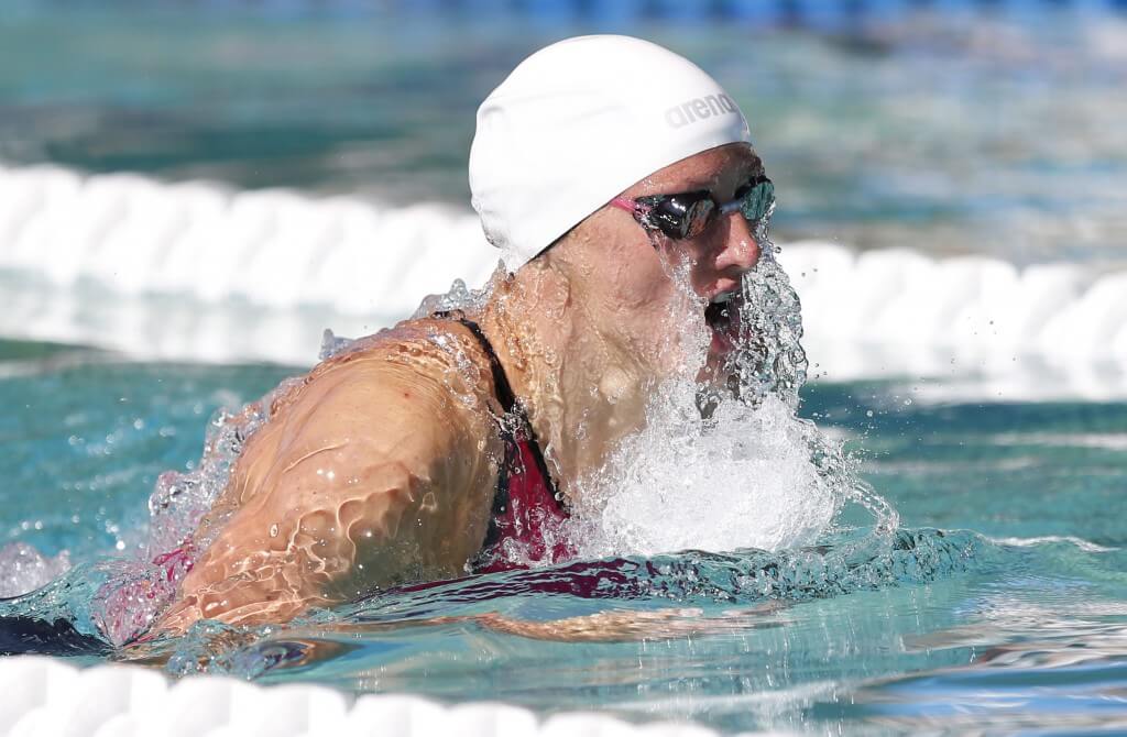 Jun 21, 2015; Santa Clara, CA, USA; Katink Hosszu (HUN) qualified first in the Women's 200IM during the morning session of day four at the George F. Haines International Swim Center in Santa Clara, Calif. Mandatory Credit: Bob Stanton-USA TODAY Sports