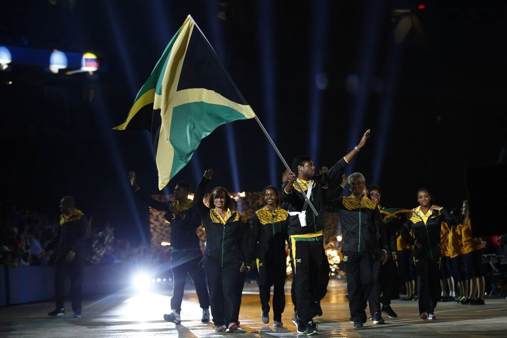 Jul 10, 2015; Toronto, Ontario, Canada; The delegation from Jamaica walks in the parade of nations during the opening ceremony for the 2015 Pan Am Games at Pan Am Ceremonies Venue. Mandatory Credit: Rob Schumacher-USA TODAY Sports