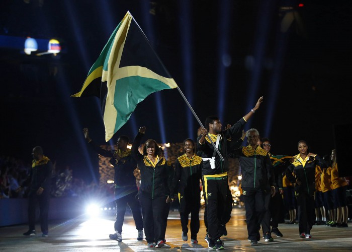 Jul 10, 2015; Toronto, Ontario, Canada; The delegation from Jamaica walks in the parade of nations during the opening ceremony for the 2015 Pan Am Games at Pan Am Ceremonies Venue. Mandatory Credit: Rob Schumacher-USA TODAY Sports