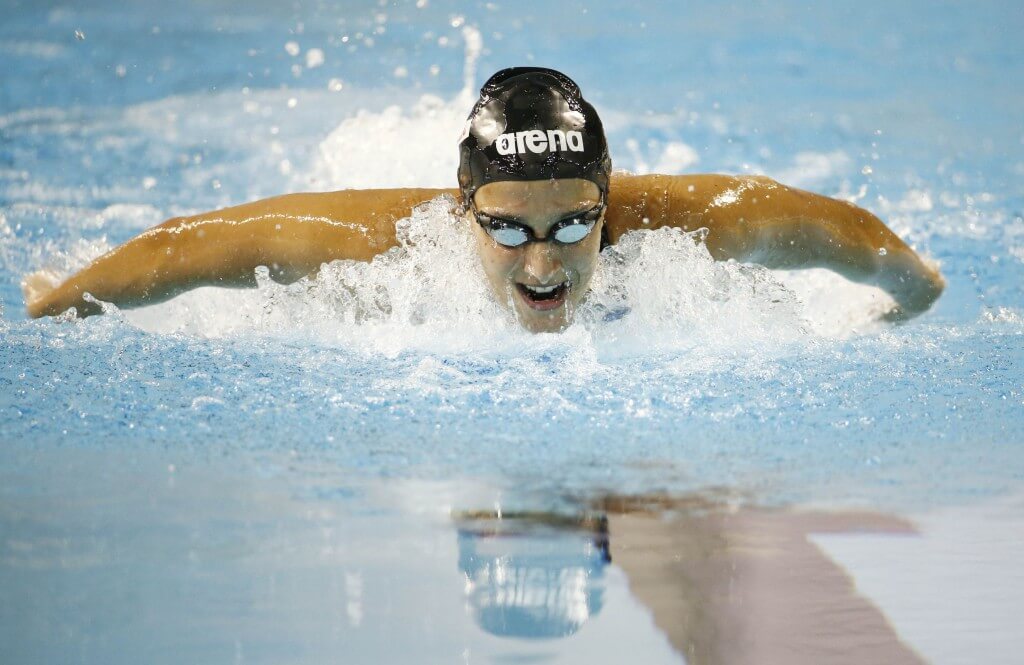 Jul 18, 2015; Toronto, Ontario, CAN; Virginia Bardach of Argentina competes in the women's swimming 200m individual medley during the 2015 Pan Am Games at Pan Am Aquatics UTS Centre and Field House. Mandatory Credit: Rob Schumacher-USA TODAY Sports