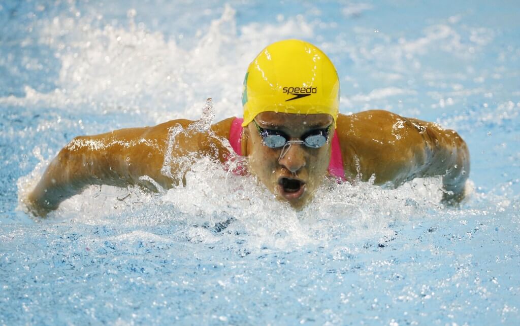 Jul 18, 2015; Toronto, Ontario, CAN; Joanna Maranhao of Brazil competes in the women's swimming 200m individual medley during the 2015 Pan Am Games at Pan Am Aquatics UTS Centre and Field House. Mandatory Credit: Rob Schumacher-USA TODAY Sports