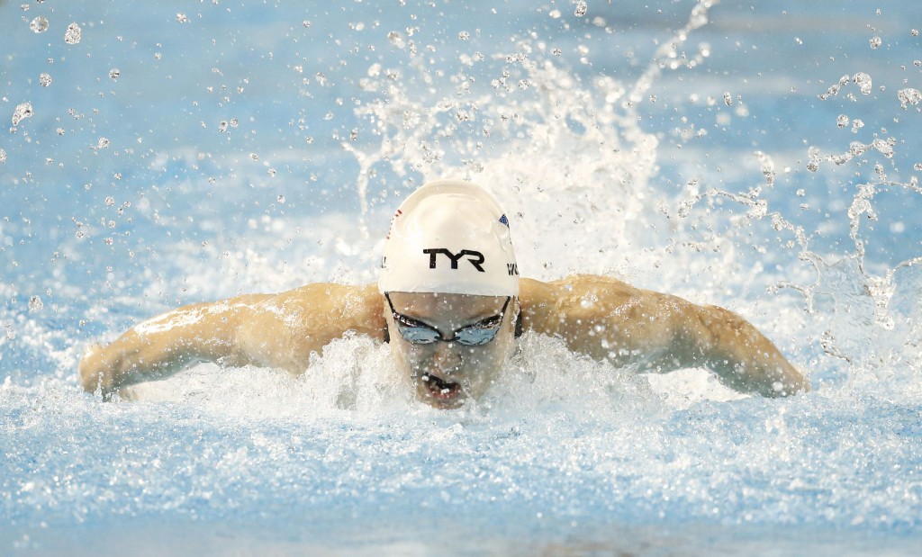 Jul 16, 2015; Toronto, Ontario, CAN; Kelsi Worrell of the United States competes in the women's swimming 100m butterfly preliminary heats during the 2015 Pan Am Games at Pan Am Aquatics UTS Centre and Field House. Mandatory Credit: Rob Schumacher-USA TODAY Sports